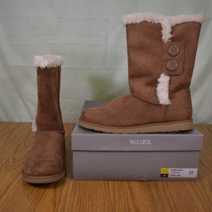 Falls Creek Mid Calf Faux Fur Lined Chelsea Boot Size 10